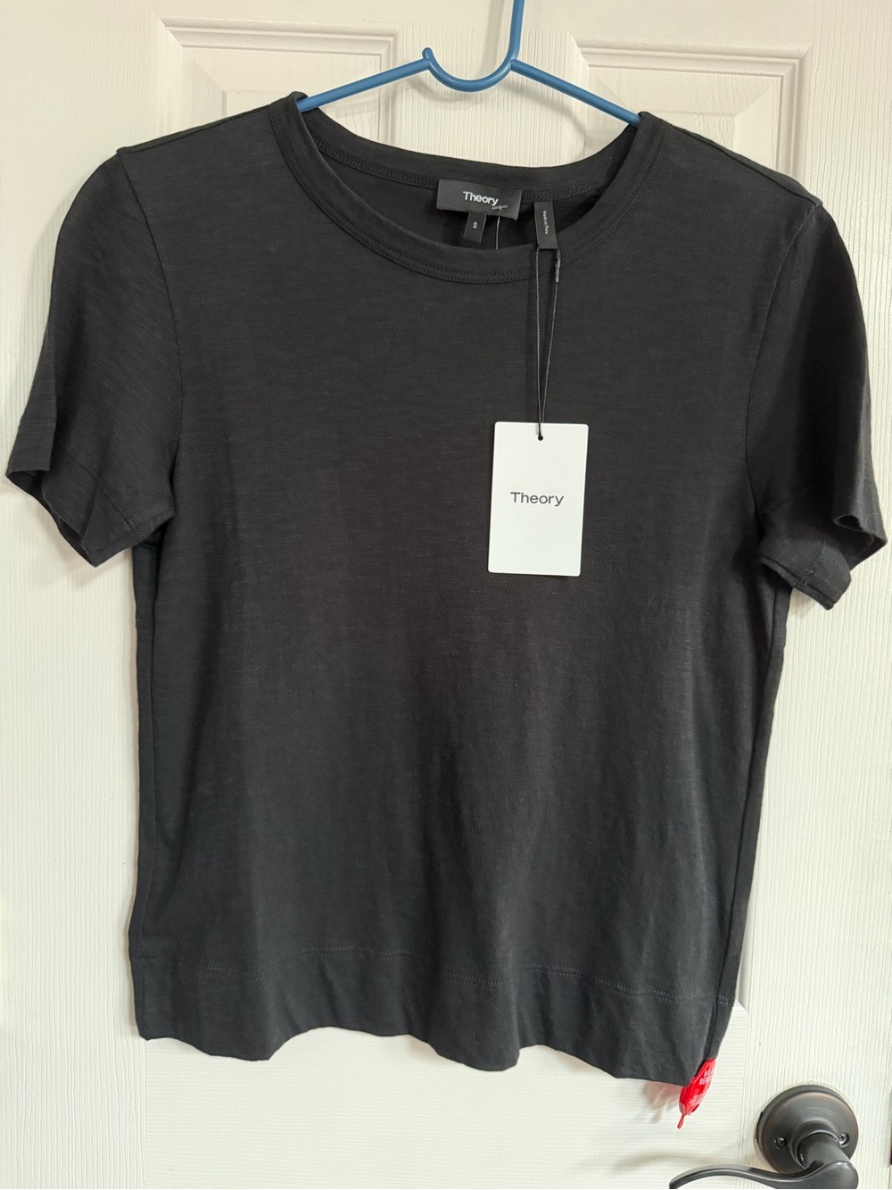 NWT Theory Short-Sleeve Crewneck tilma t shirt black sea slug S women’s cotton